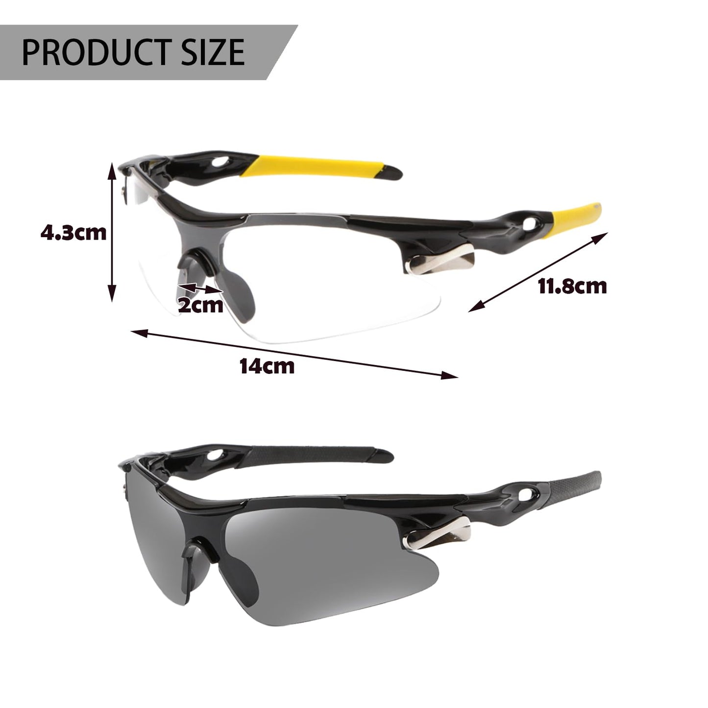 BDSHUNBF 2 Pcs Cycling Glasses, Sports Sunglasses, Cycling Sunglasses for Men Women, Sun Glasses UV400 Protection Ski Goggles Outdoor Bicycle Motorbike Driving Fishing Running Fishing Goggles