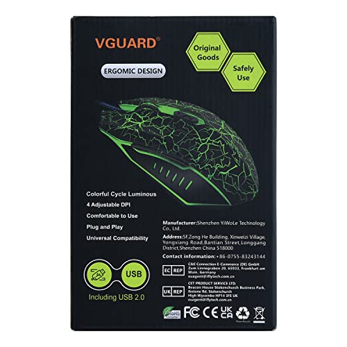 - VGUARD Gaming Mouse, Comfortable Wired USB Optical RGB Ergonomic Mice for PC -