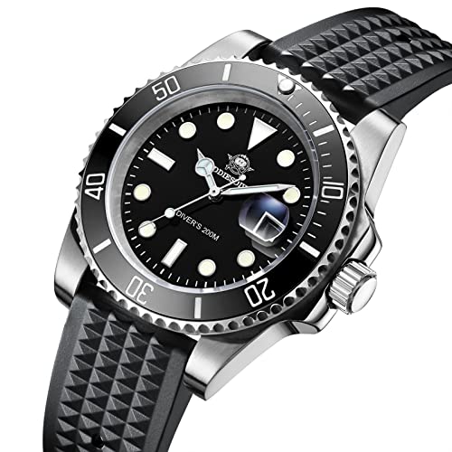 ADDIESDIVE Quartz Watches for Men Diver 200M Steel Watch with Waterproof Rubber Strap Waffle