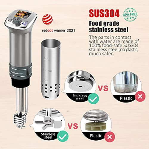 - KitchenBoss Sous Vide Cooker Ultra-Quiet Immersion-Circulator | Color LCD Recipes | G320 Pro Silver Machine Brushless DC Motor -
