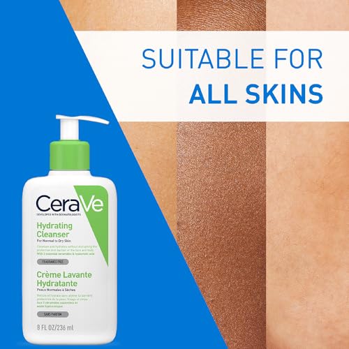 CeraVe Hydrating Cleanser for Normal to Dry Skin 236 ml with Hyaluronic Acid and 3 Essential Ceramides