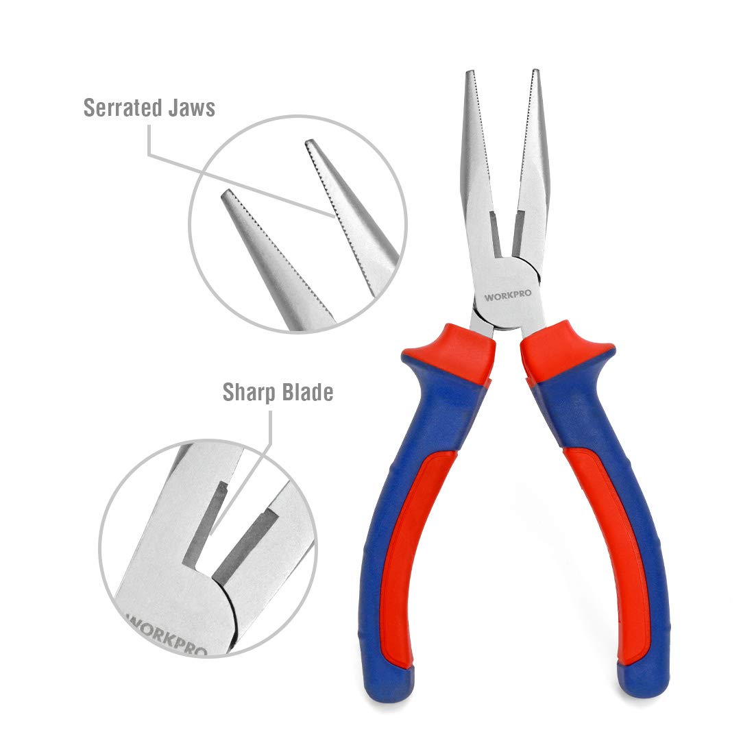 - WORKPRO 4-Piece Pliers Set, 245mm Water Pump Plier, 160mm Long Nose Plier, 160mm Combination Plier, 160mm Side Cutter, Bi-Material Soft Handle