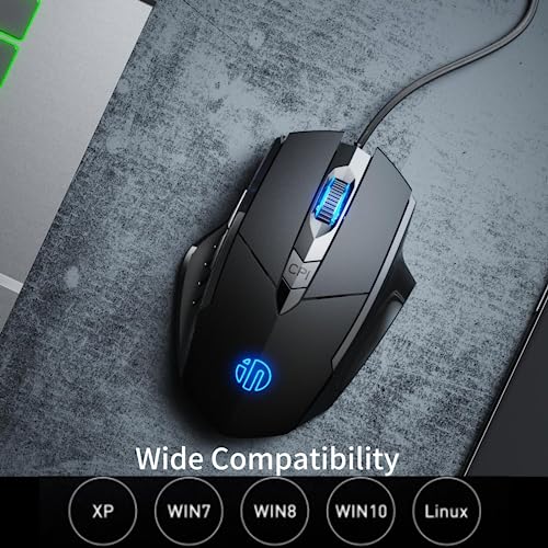 - Wired Mouse, USB wired mouse with 6 Button Silent Click