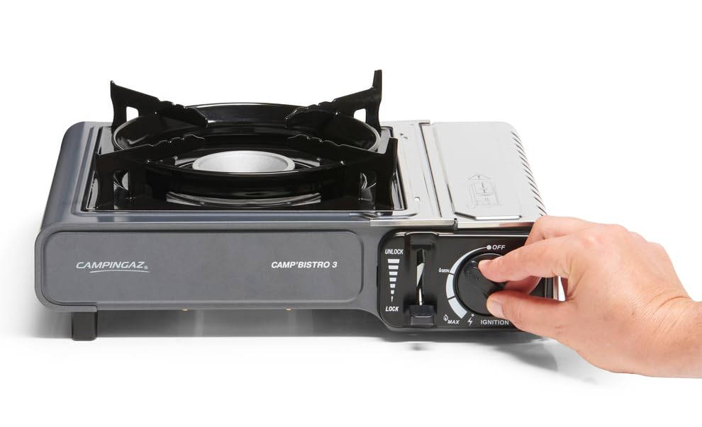 Campingaz Camp Bistro 3 Stove, 1 Burner, Camping Stove, 2200-watt Capacity, Compact Outdoor Cooker, includes Carry case for Easy Transport, Black