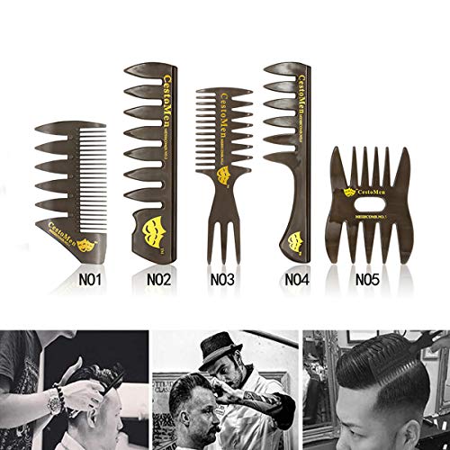Amelar 5 PCS Hair Comb Styling Set Barber Hairstylist Accessories,Professional Shaping & Wet Pick Barber Brush Tools, Anti-Static Hair Brush for Men Boys