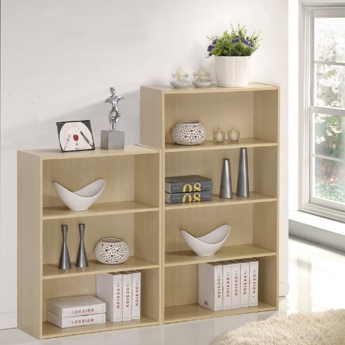 - Furinno 4-Tier Bookcases | Display Shelves | Wood | Steam Beech -