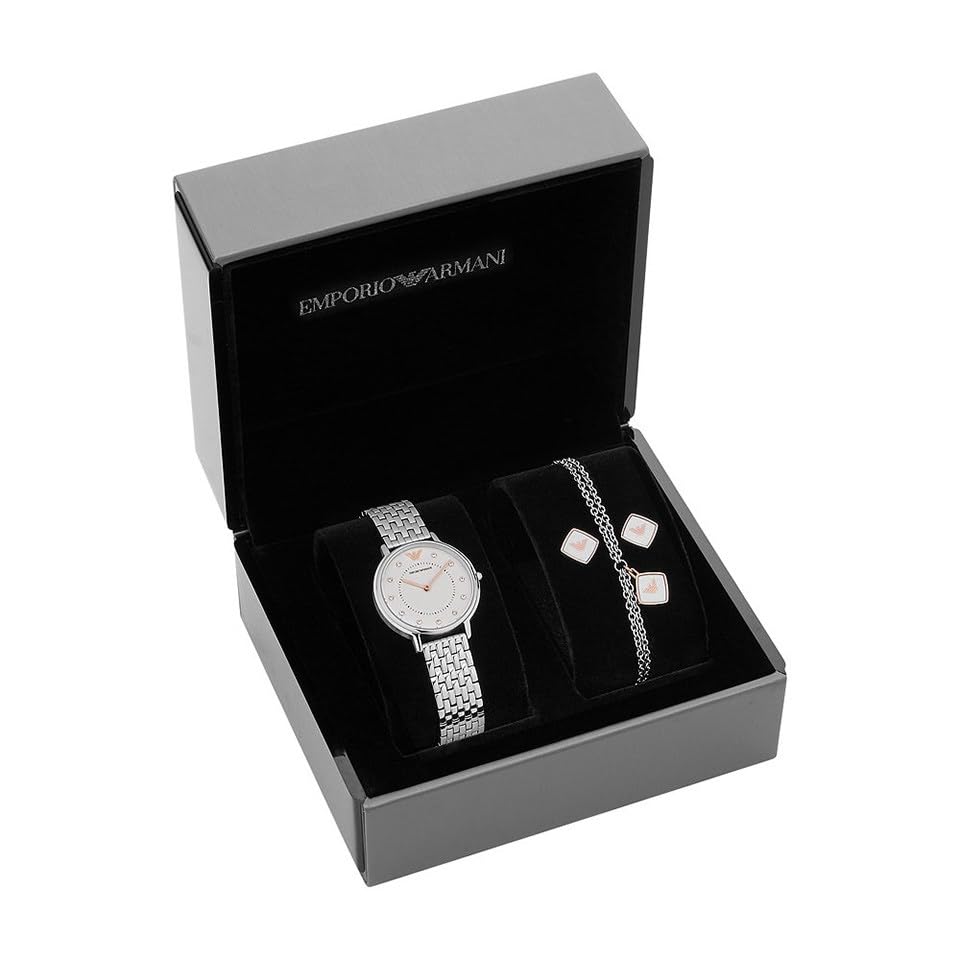 - Emporio Armani Watch for Women | Two Hand Movement | 32 mm Silver Stainless Steel Case with a Stainless Steel Strap | AR80023 -