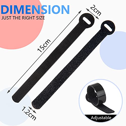 ARMIZ 60 x Reusable Cable Ties Black, Adjustable Releasable Hook and Loop Cable Straps for PC Cable Management, Organizing Cords, TV, Desk