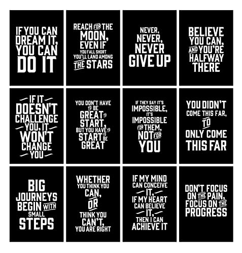 - Verbier Inspirational Quotes Wall Art - 12 x A4 motivational posters for room decor -