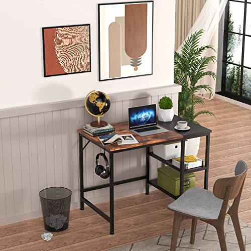 - HOMIDEC Office Desk | Computer Desk With Bookshelf | 100 x 50 x 75 cm Study Writing PC Desk -