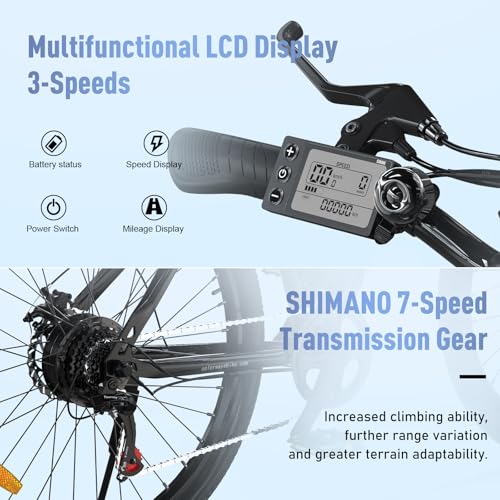 COLORWAY Electric Bike for Adults, 26" Mountain Bike, Electric Bicycle Commute E-bike with 36V 15Ah Removable Battery, LCD Display, Dual Disk Brake,Range up to 45-100km.