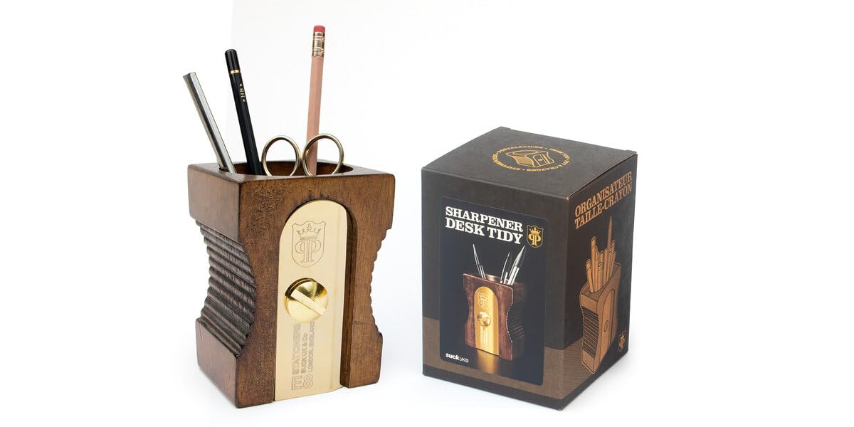 - SUCK UK Pen Holder | Wooden Desk Tidy & Pencil Sharpener -