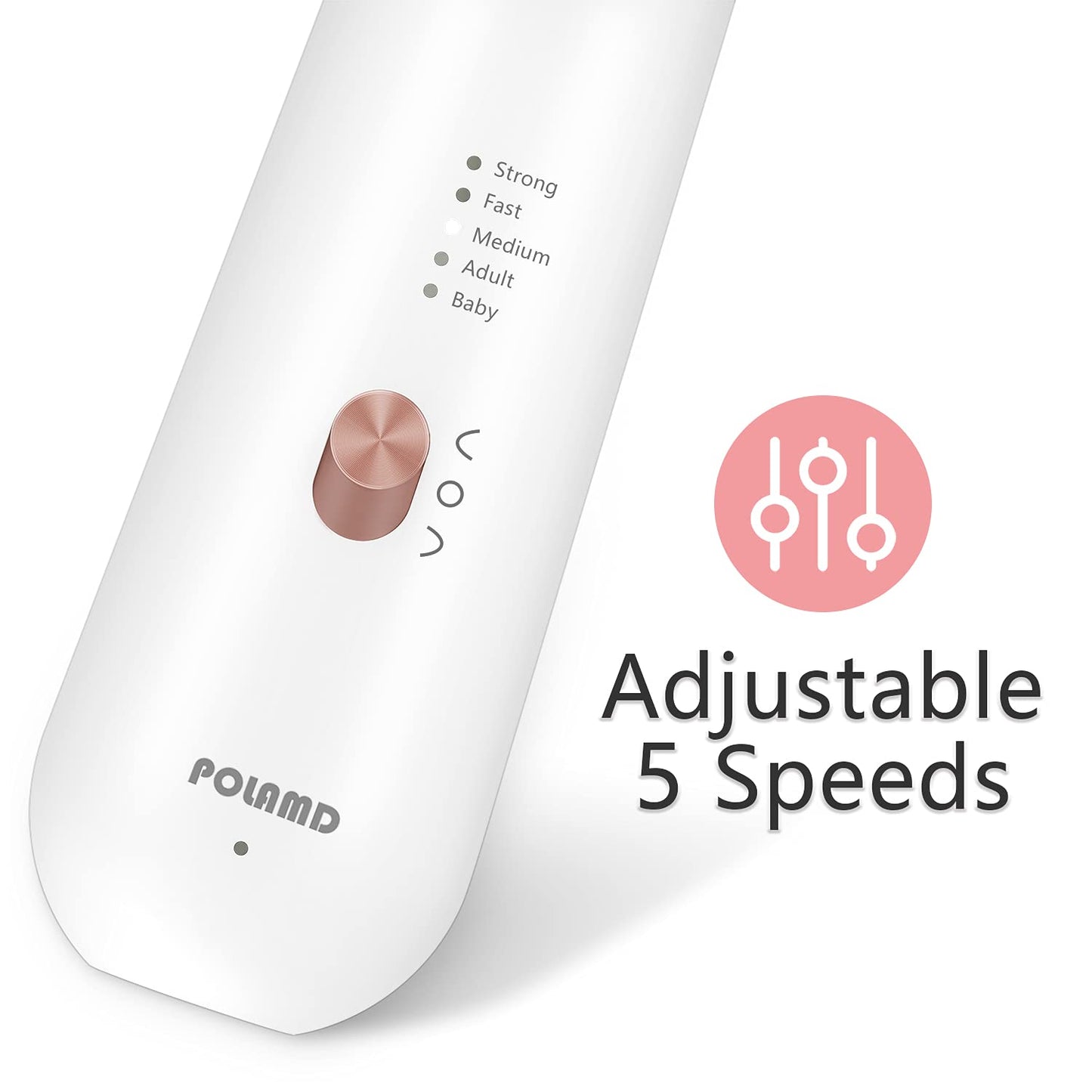 - POLAMD Cordless Manicure and Pedicure Set | Rechargeable Electric Nail Files | 5-Speed, LED Light -