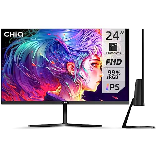 CHiQ 24F650, 24 Inch Monitor, FHD(1920x1080) PC Monitor, 75Hz, Ultra Slim, AMD FreeSync, 99% sRGB, HDMI&DP, VGA, USB, 2023 New