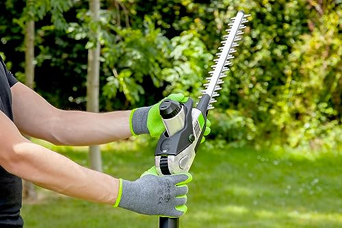 - Gtech HT50 Cordless Pole Hedge Trimmer | 60 Mins Runtime Li-ion Battery | 53cm Cutting Length, 135° | Adjustable Head -