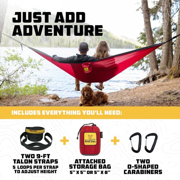 - Wise Owl Outfitters Camping Hammock - Single or Double Sized Indoor & Outdoor Hammocks
