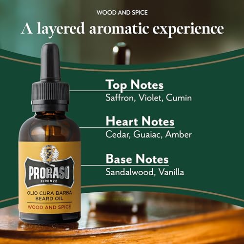 - Proraso Beard Oil | Wood and Spice | 30ml | Scented Beard Softener For Men -
