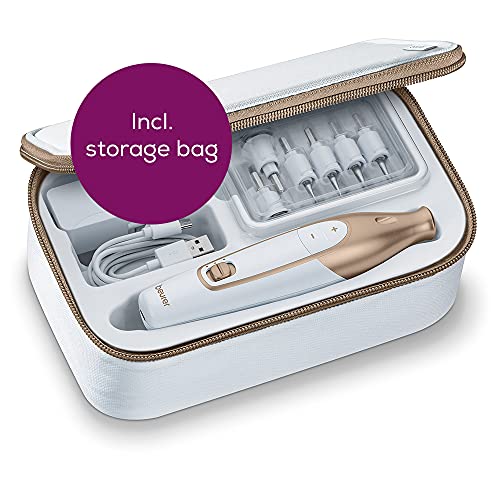 Beurer MP64 Manicure and Pedicure Set, Cordless Electric Nail File with 10 Attachments and Powerful Battery, Precision light, Nail Drill with Storage Case for at-home use