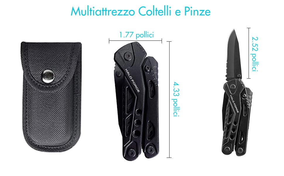 - HALO FORGE 13 in 1 Camping Multi Tool | Premium Stainless Steel Folding Gadgets | Survival Fishing EDC Pocket Small Utility Kit -