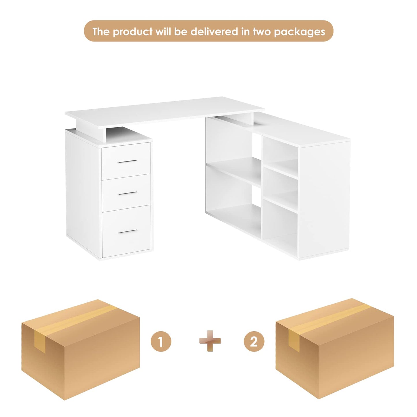 - FirFurd Corner Desk L Shaped Desk | Computer Desk With Drawers -