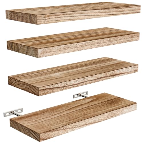 - Pipishell Floating Shelves |  40cm Shelves for wall | Paulownia Wood Wall Shelves -