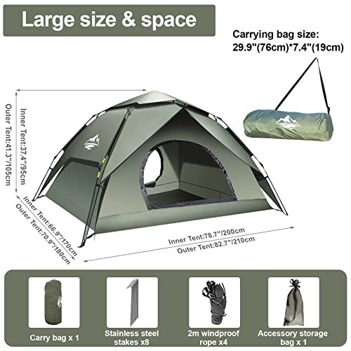 - Mimajor Camping Tent | 2-3 Man Tent | Instant Pop Up Tent -