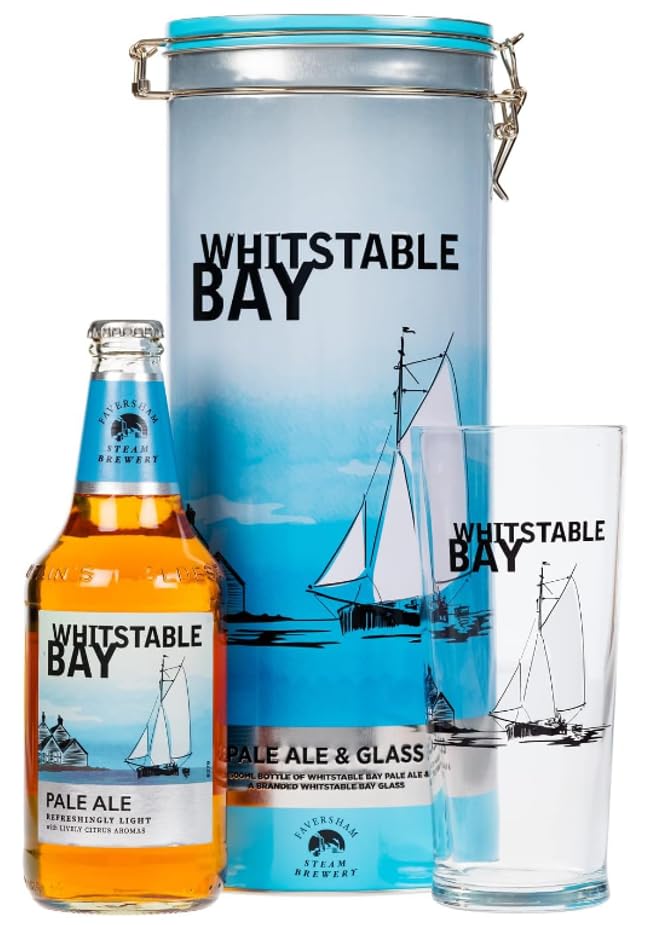 - Whitstable Bay Craft Beer Gift Set - Refreshingly Light Pale Ale with Branded Glass in Collectible Tin 500ml