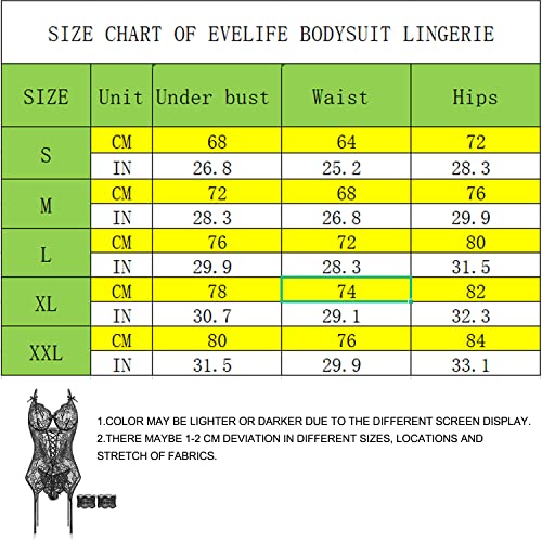 - EVELIFE Women's Lingerie Sets Sexy Lace Bodysuit with Thigh Cuffs -