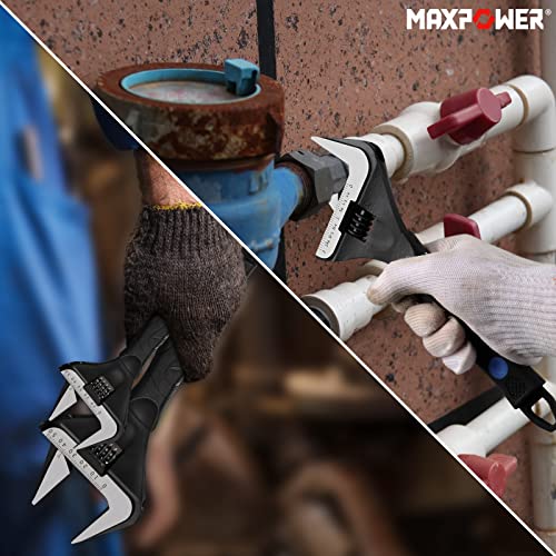 - MAXPOWER Adjustable Wrenches Wide Jaw | 2PCs Stubby Adjustable Spanner Set -