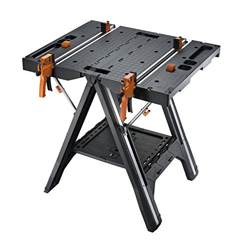 - Worx Pegasus WX051 Versatile Multi Function Folding Work Table & Sawhorse with Quick Clamps and Holding Pegs