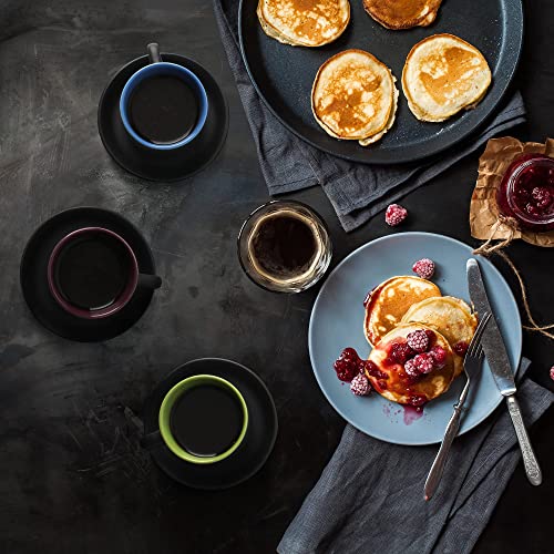 - MIAMIO | 75 ml Espresso Cup Set with Saucers Coffee Mug Set of 6 -