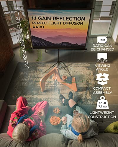 - Projector Screen with Stand 100 inch | Indoor and Outdoor Projection Screen -