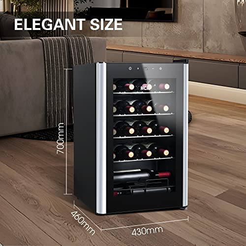 - HCK 70L Wine Cooler with Glass Door 24 Bottles | Freestanding Undercounter Fridge | Quiet Wine Fridges Beer Drinks Cabinet -