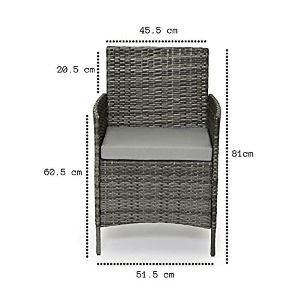 - EVRE Grey Rattan Garden Furniture Set | Patio Conservatory Balcony Indoor Outdoor 4 Seater -