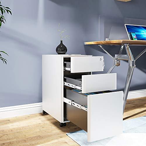 - YITAHOME File Cabinet Metal with 3 Lockable Drawers, Mobile Filing Cabinet for Home Office, Under Desk File Office Drawers