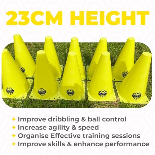 - Football Master ™ | Set of 10 Sport Training Football Equipment Traffic Cones | For Football, Soccer, Skating, Outdoor Games -
