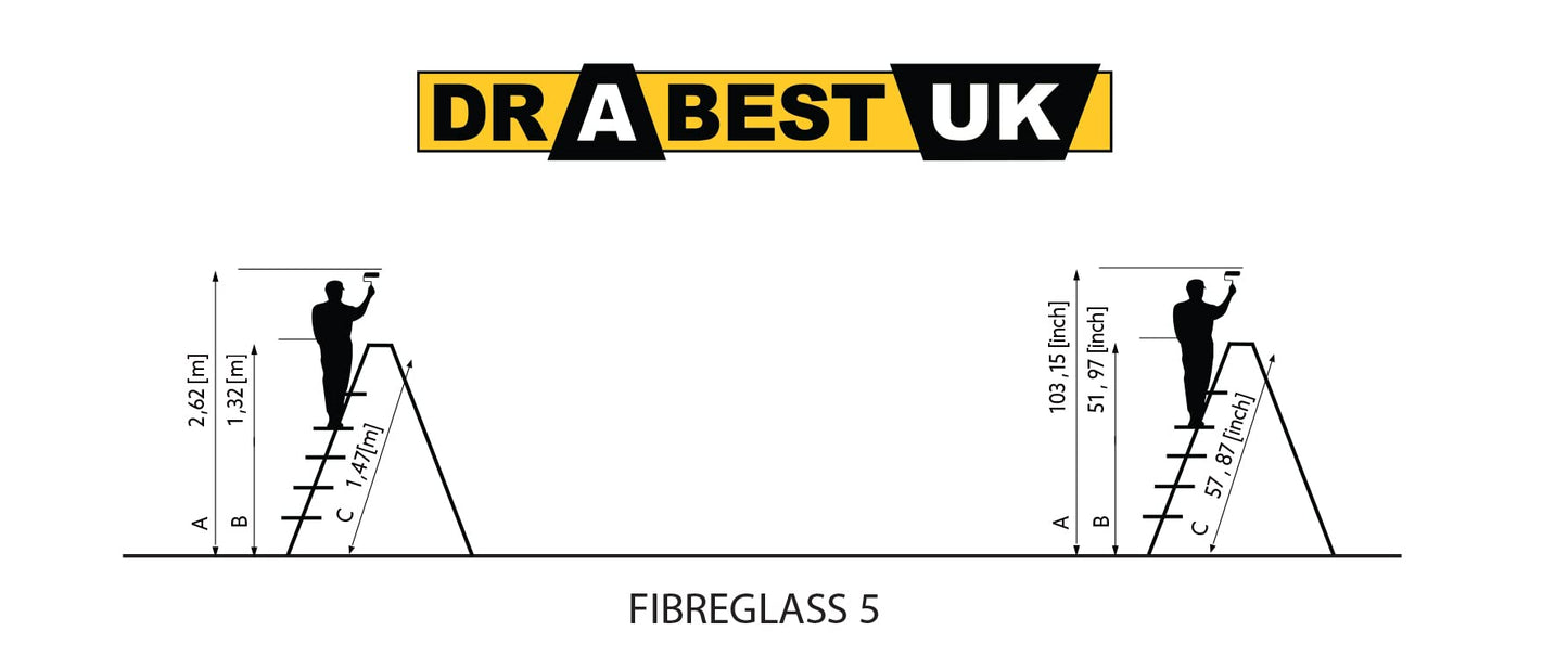5 TREAD Heavy Duty Fibreglass Step Ladder | Electricians GRP Step Ladder 30,000v