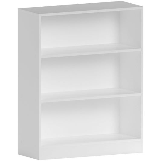 - Vida Designs Cambridge 3 Tier Low Bookcase, White Wooden Shelving Display Storage -