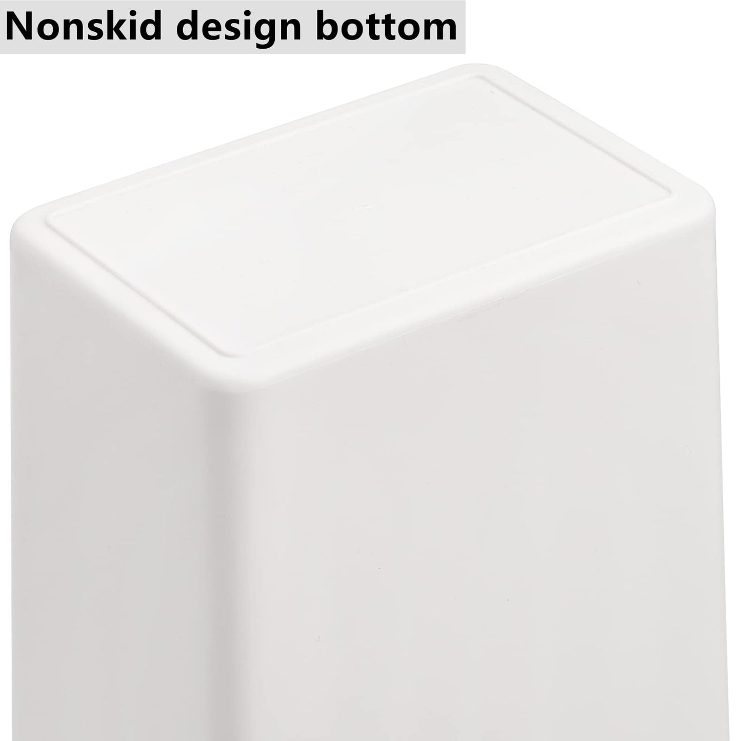 - Dicunoy Plastic Small Trash Can | 9L White Garbage Container -