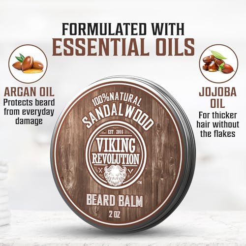 - Viking Revolution - Beard Balm - Natural Beard Balm For Men With Argan & Jojoba Oils -