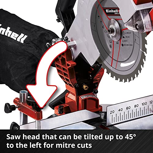 - Einhell Power X-Change 18V Mitre Saw | 3000 RPM Circular Saw With Work Table | LED | Dust Collection | 45° Mitre, +/-47° Bevel | TE-MS 18/210 Li Solo | (Battery Not Included) -