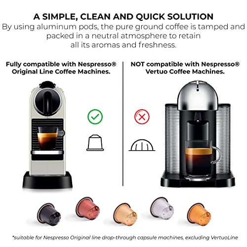 - Grano Milano Cremoso | 50 Aluminium Coffee Pods | Compatible with Nespresso Original line, 100% Arabica Medium Roast | Intensity 8/12 | Coffee Capsules Made in Italy | Espresso Coffee -
