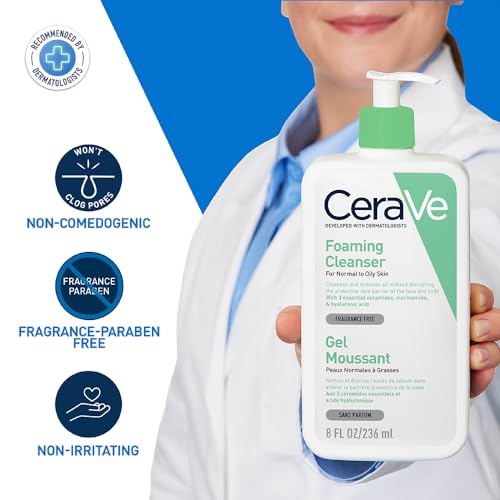 CeraVe Foaming Cleanser for Normal to Oily Skin 236ml with Niacinamide and 3 Essential Ceramides