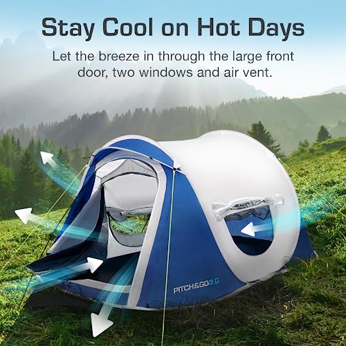 Active Era® Pop Up Tent - 2 Layer Waterproof 2 Person Pop-Up Tent – 100% Storm Tested with Advanced Ventilation and Easy-Pitch Construction - Perfect for Camping and Festivals (Blue)