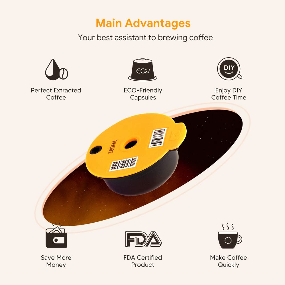 - RECAFIMIL 2 Pcs Reusable Tassimo Pods | 180ml/ 60ml Refillable Coffee Pods -