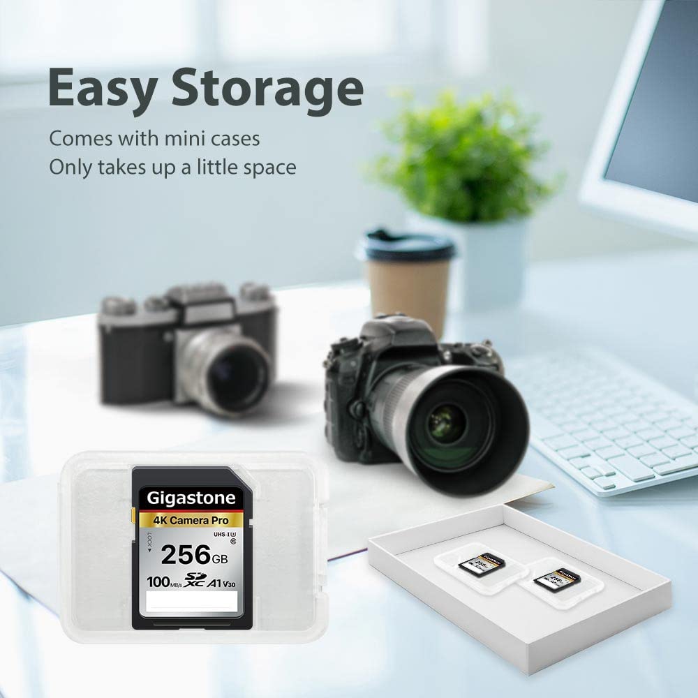 - Gigastone 256GB SDXC 4K Camera Pro Series Memory Card  | Up to 100MB/s Transfer Speed -
