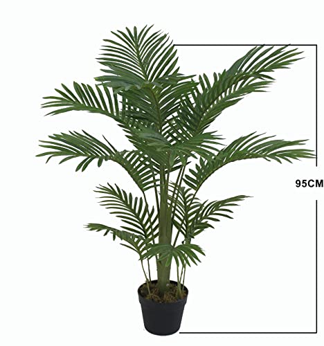 - Requena Artificial Tree with Lifelike Leaves | Artificial Plant | Black Plastic Pot | 95cm -