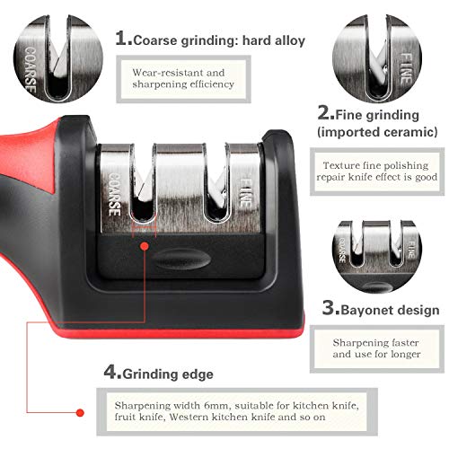 - Wellehomi Knife Sharpener, Premium Two Stages Manual Sharpener