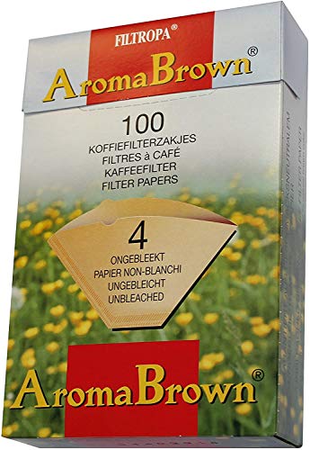 2 Boxes of Filtropa Unbleached Brown Coffee Filter Papers - Size 4, Pack of 100