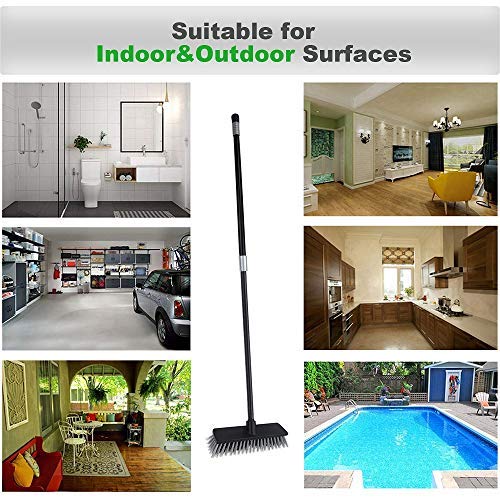 - Floor Scrubbing Brush Stiff Bristles with 49.6 inches Telescopic Long Handle | Yard Brush Concrete Broom -